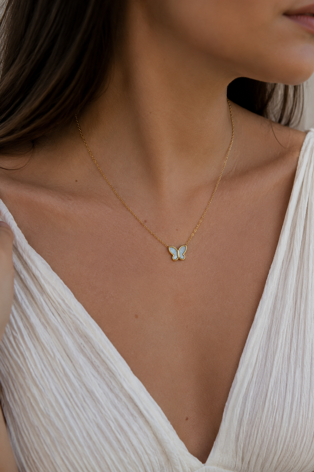 Butterfly Pendant Necklace Gold - Delicate Nature Jewelry