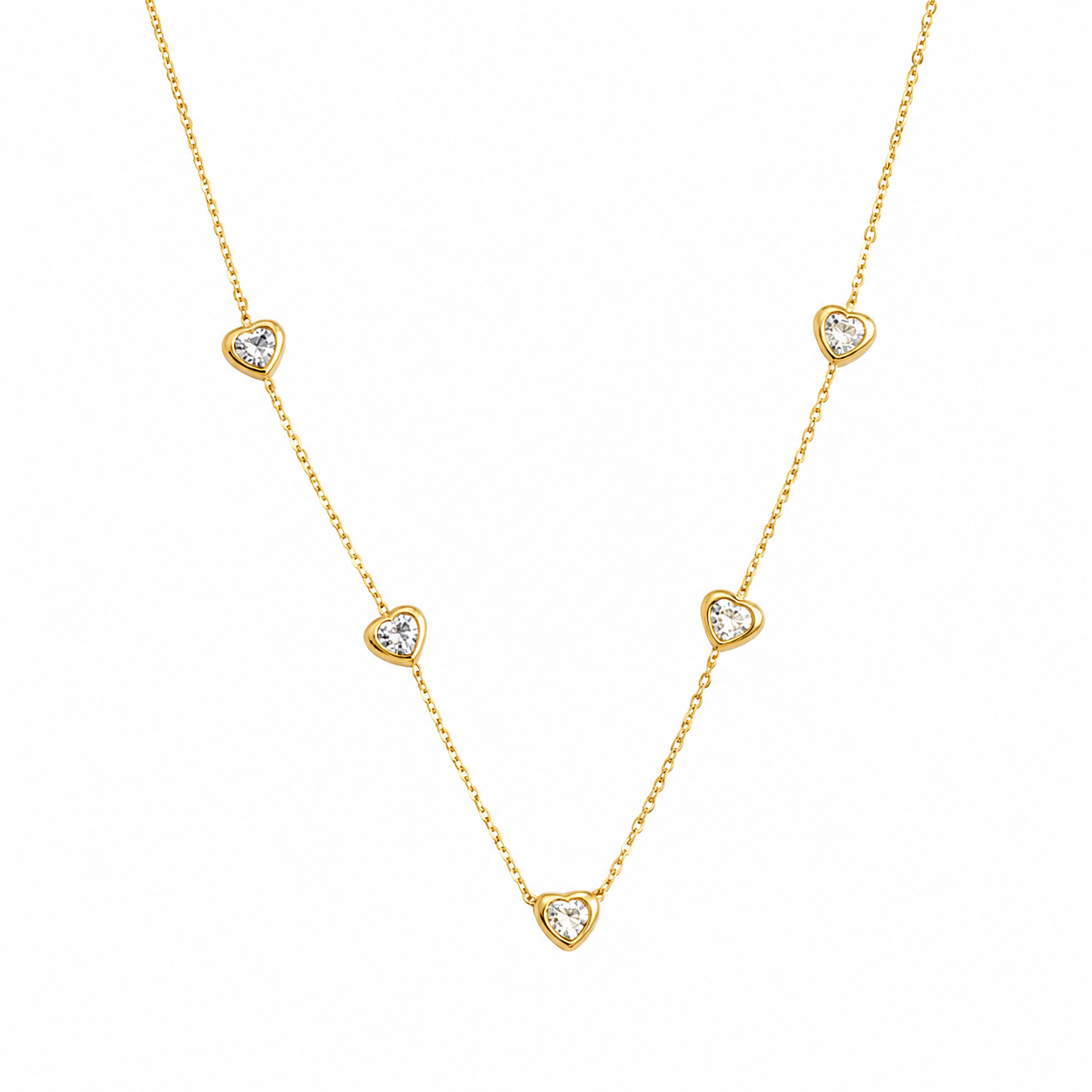 Crystal Heart Charm Necklace Gold - Delicate Love Jewelry