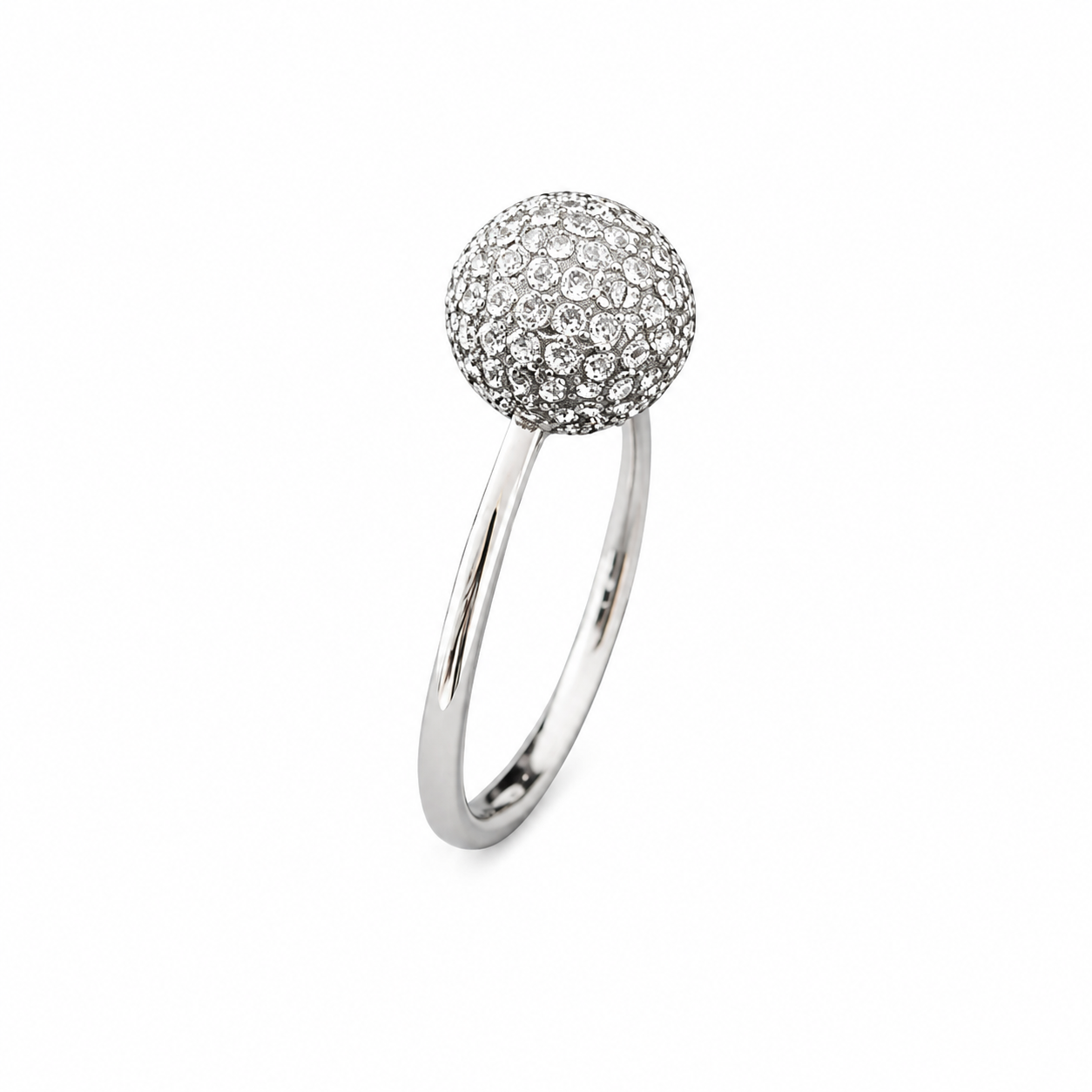 Crystal Pavé Dome Ring Silver - Sparkling Statement Ring