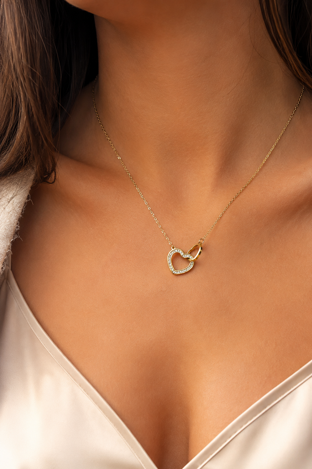 Golden Heart Sparkle Necklace
