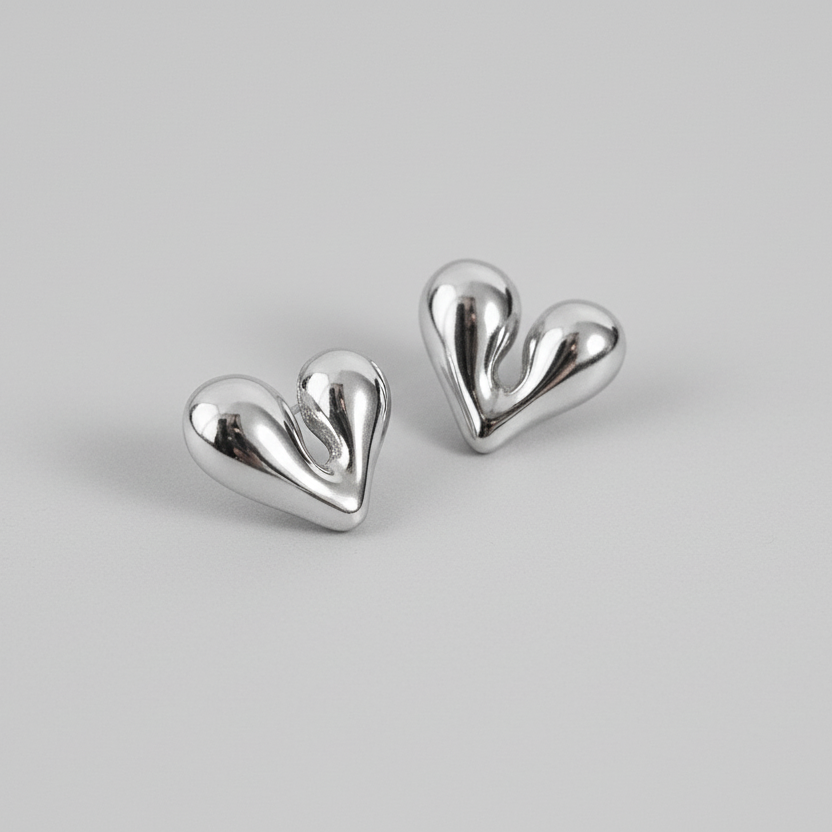 Heart Design Surgical (Stainless) Steel Earrings – Silver