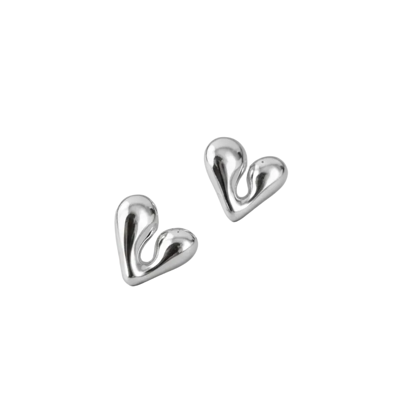 Heart Design Surgical Steel Earrings – Silver