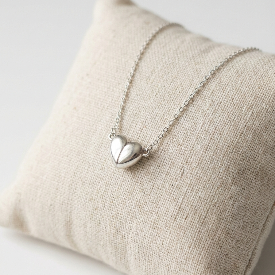 Silver heart-shaped pendant necklace